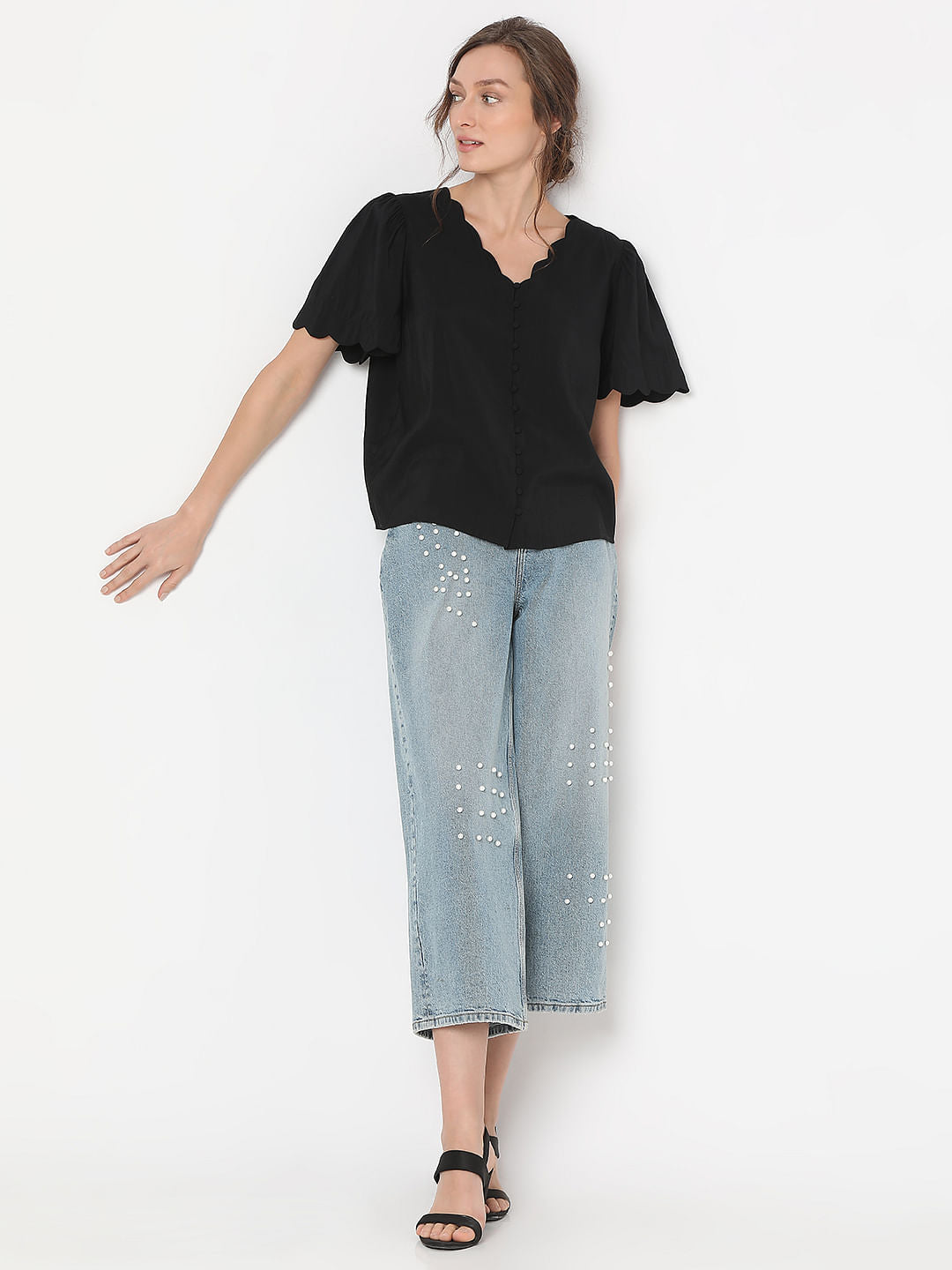 Black Short Sleeves Top