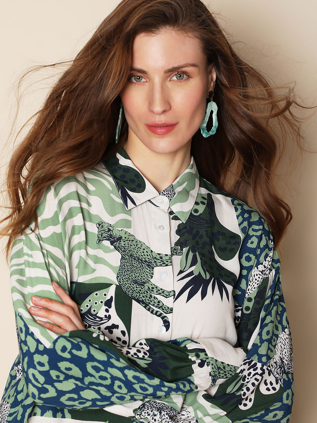 Green Animal Print Shirt