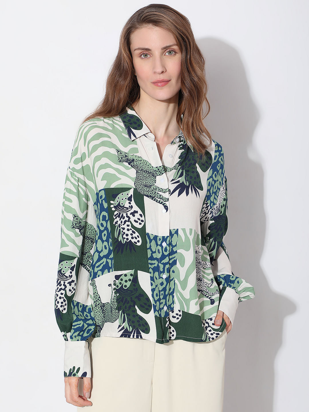 Green Animal Print Shirt