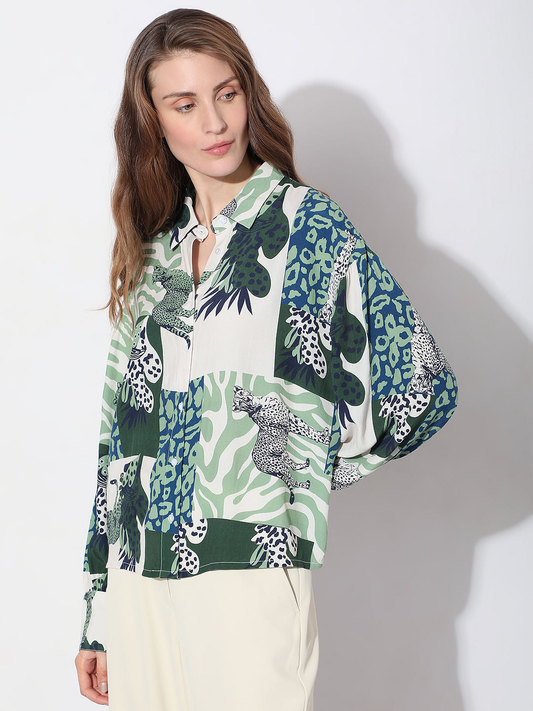 Green Animal Print Shirt