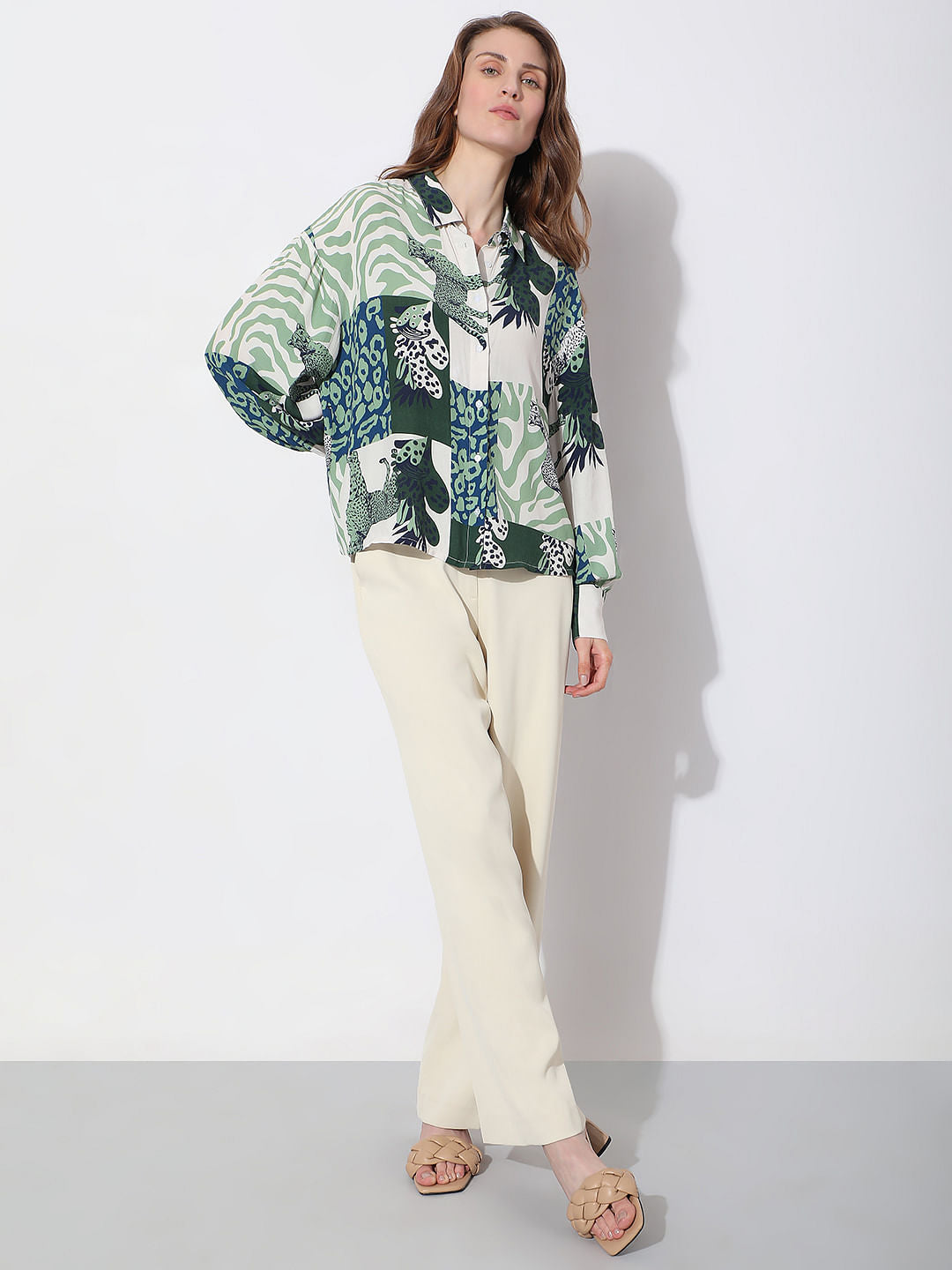 Green Animal Print Shirt