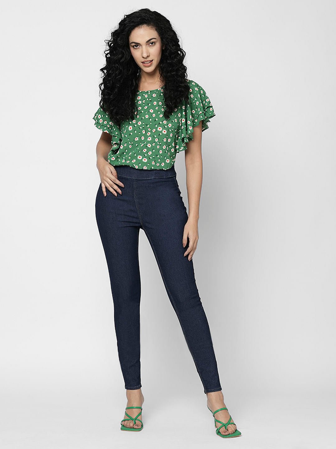 I.Scenery By Vero Moda Dark Blue High Rise Skinny Jeggings