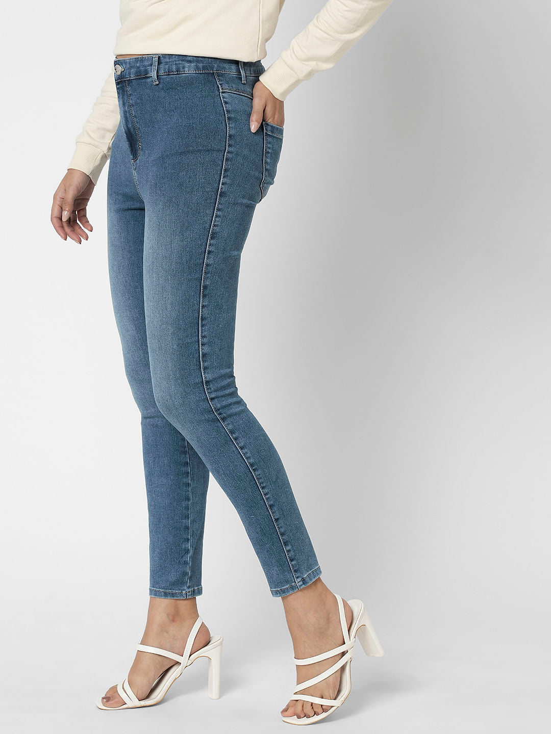 I.Scenery By Vero Moda Blue High Rise Wendy Skinny Fit Jeans