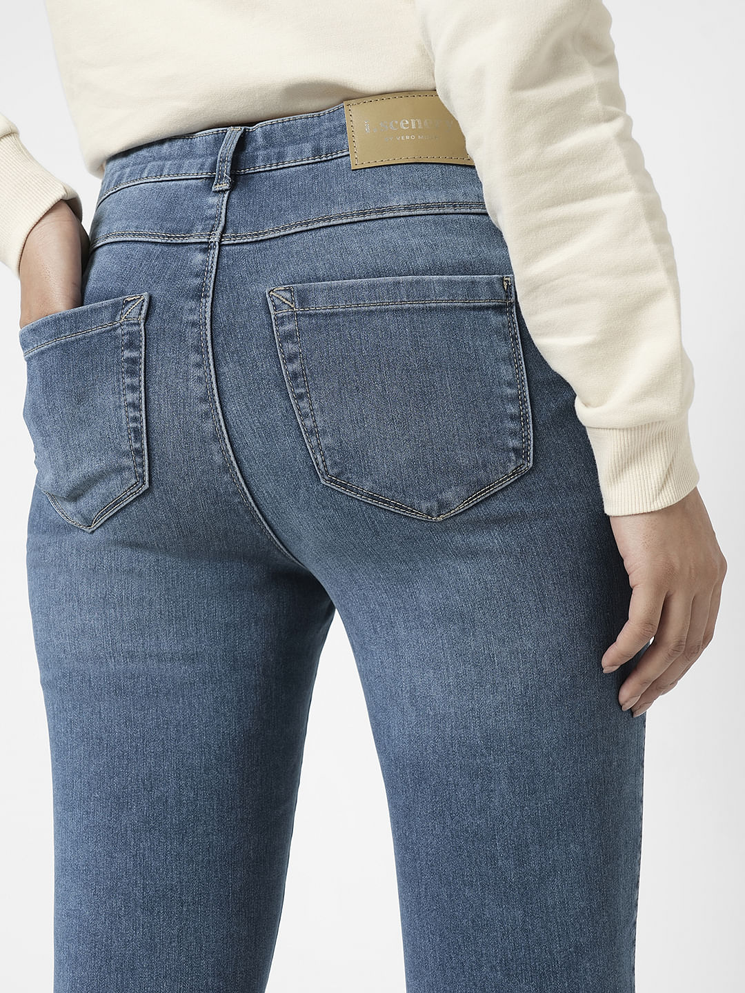 I.Scenery By Vero Moda Blue High Rise Wendy Skinny Fit Jeans