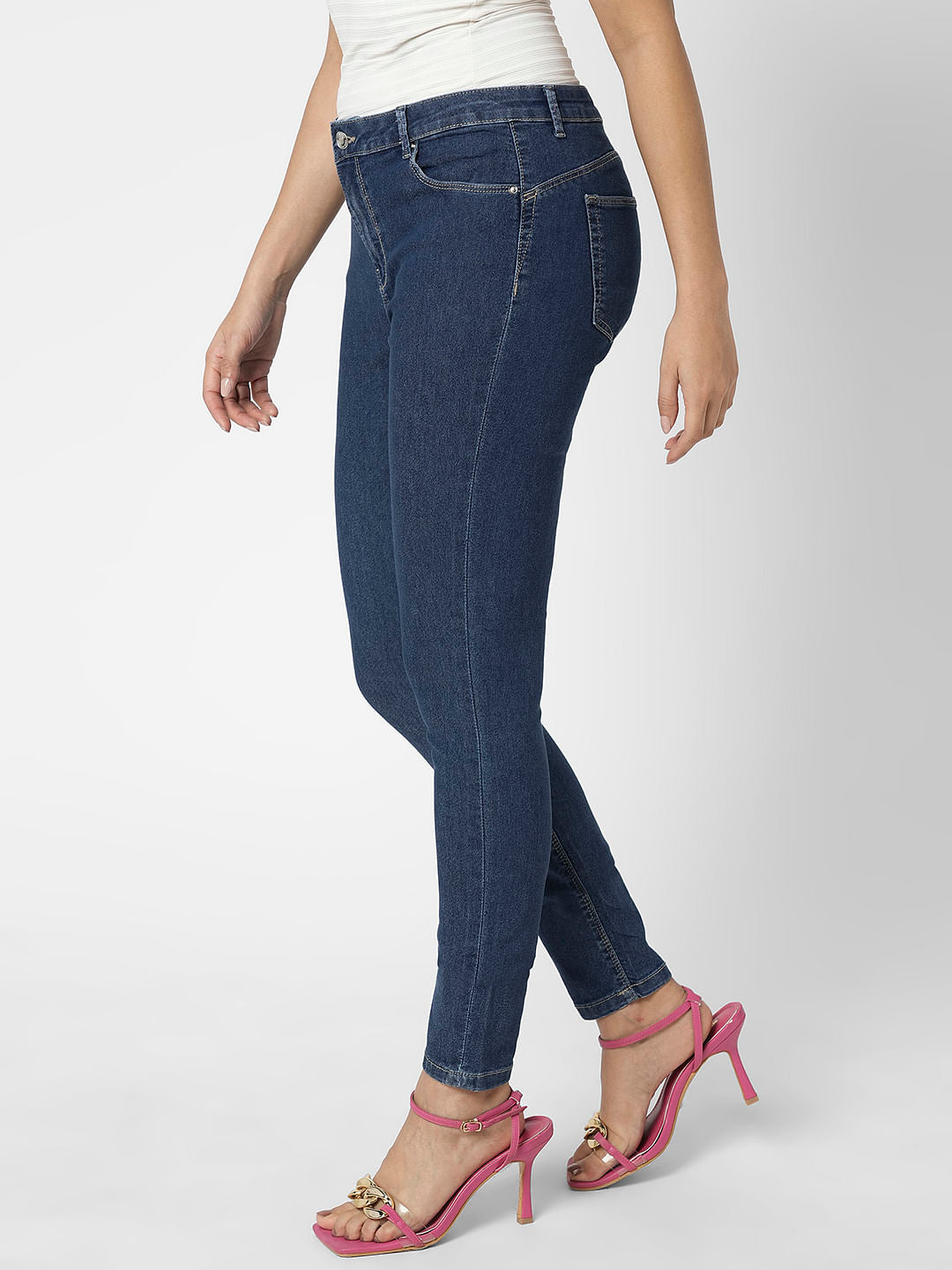 I.Scenery By Vero Moda Blue Mid Rise Wendy Skinny Fit Jeans