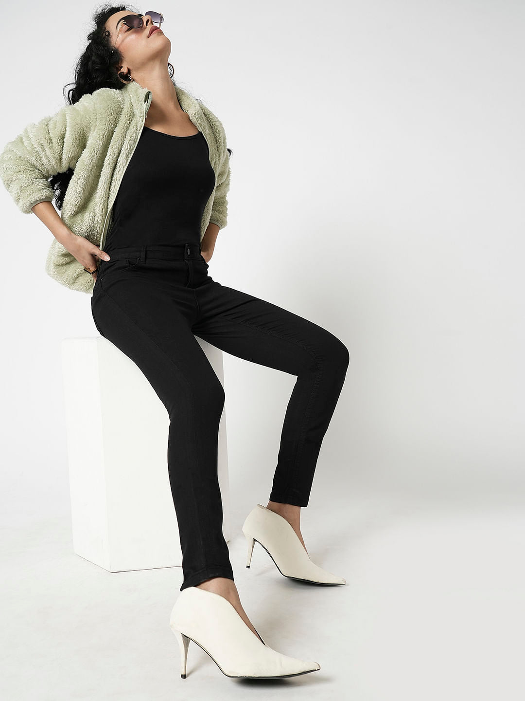 I.Scenery By Vero Moda Black Mid Rise Wendy Skinny Fit Jeans