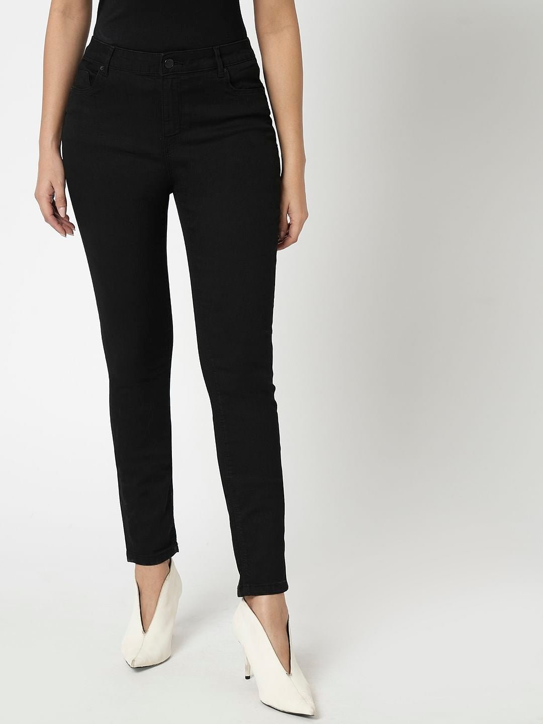 I.Scenery By Vero Moda Black Mid Rise Wendy Skinny Fit Jeans