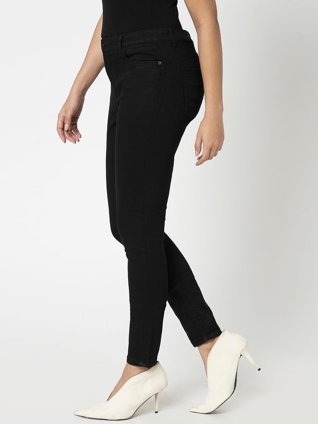 I.Scenery By Vero Moda Black Mid Rise Wendy Skinny Fit Jeans