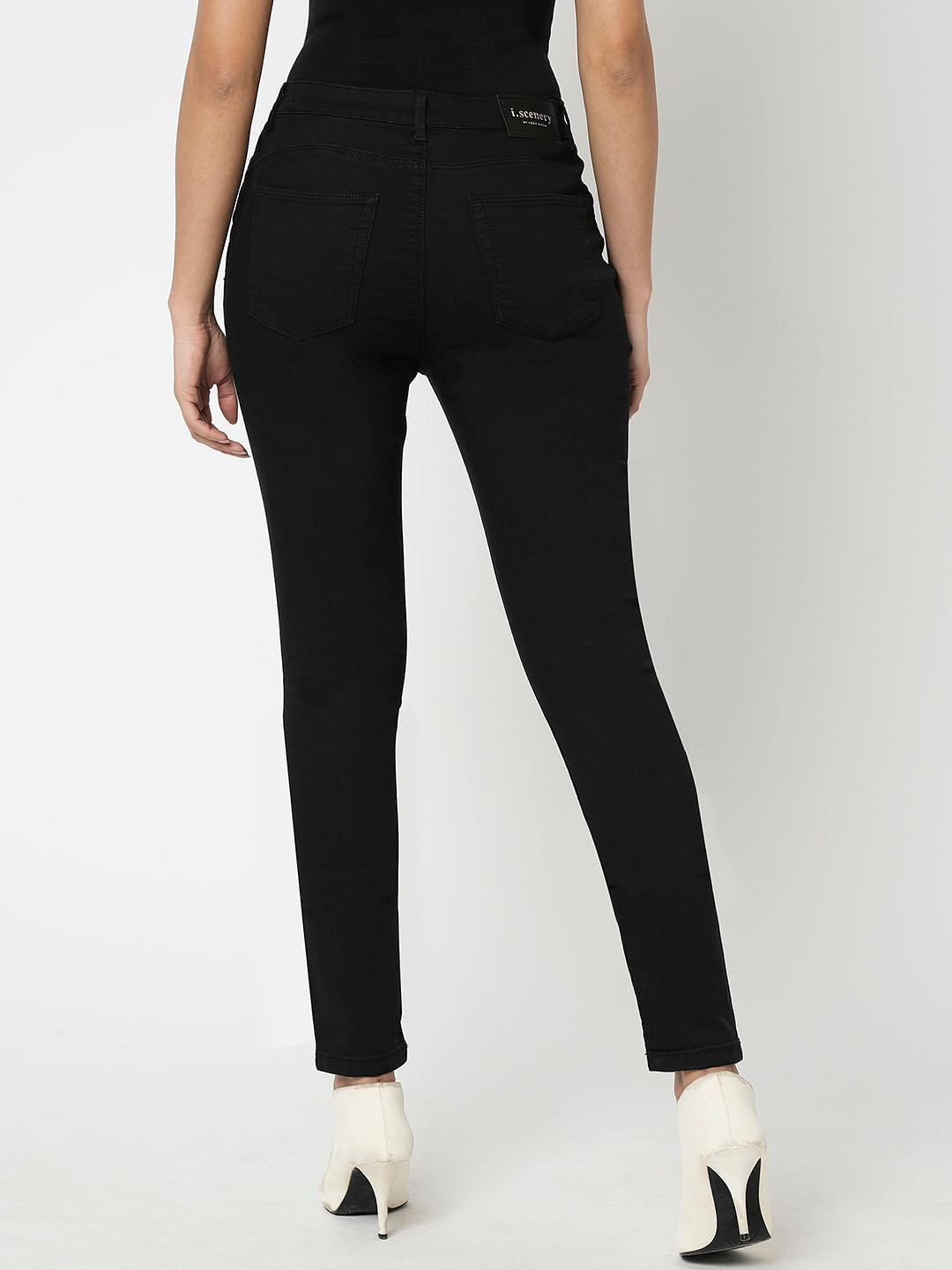 I.Scenery By Vero Moda Black Mid Rise Wendy Skinny Fit Jeans