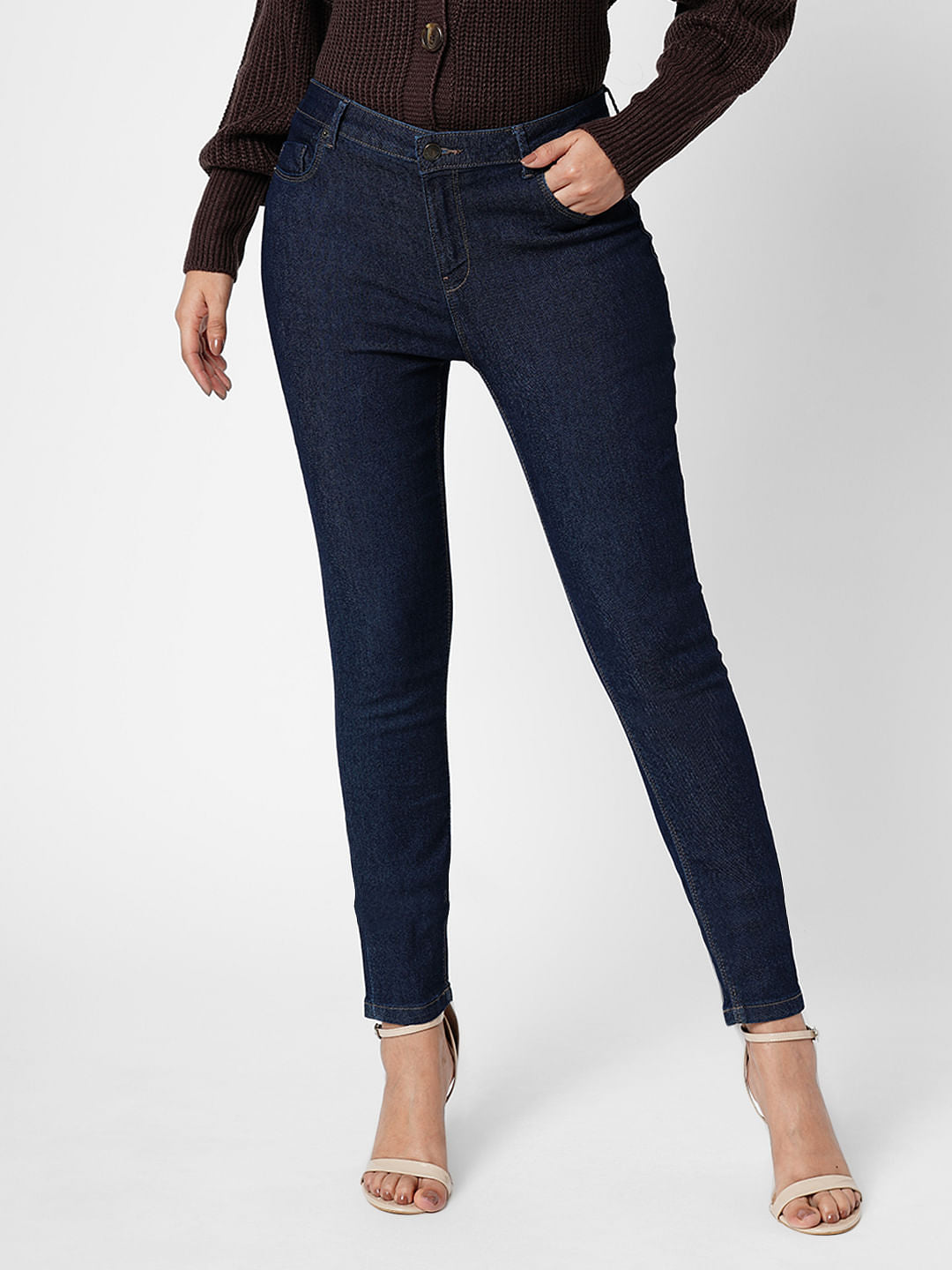 I.Scenery By Vero Moda Dark Blue Mid Rise Wendy Skinny Jeans