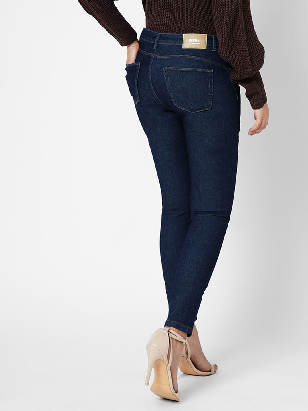 I.Scenery By Vero Moda Dark Blue Mid Rise Wendy Skinny Jeans