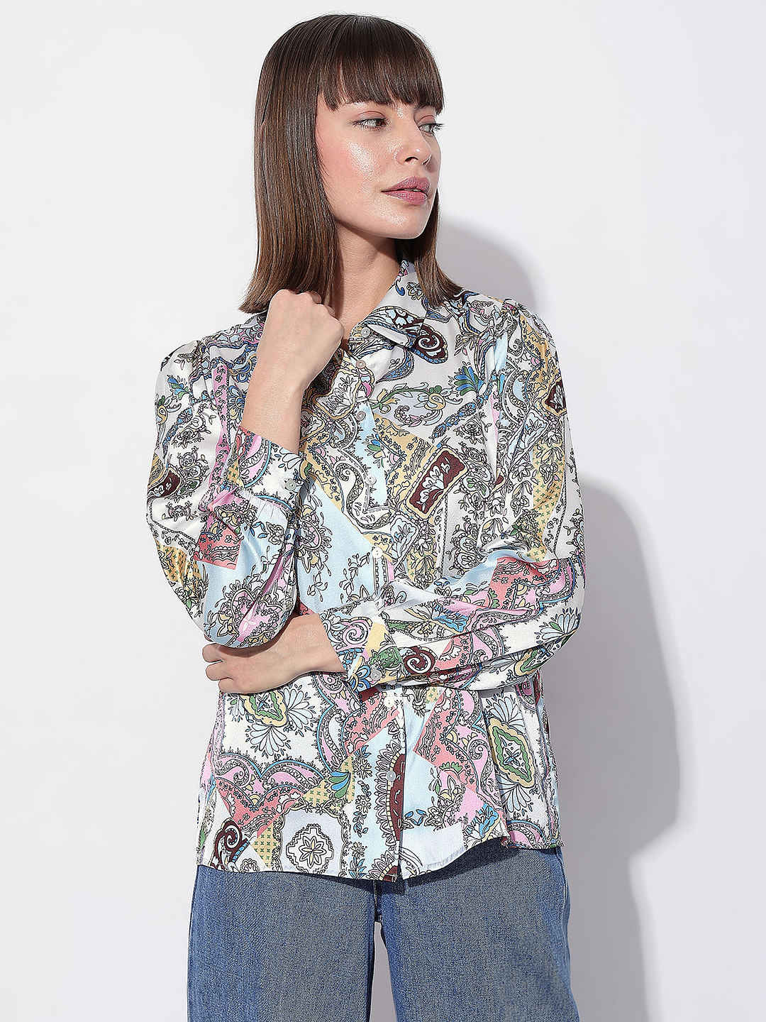 Light Blue Printed Full Sleeves Shirt
