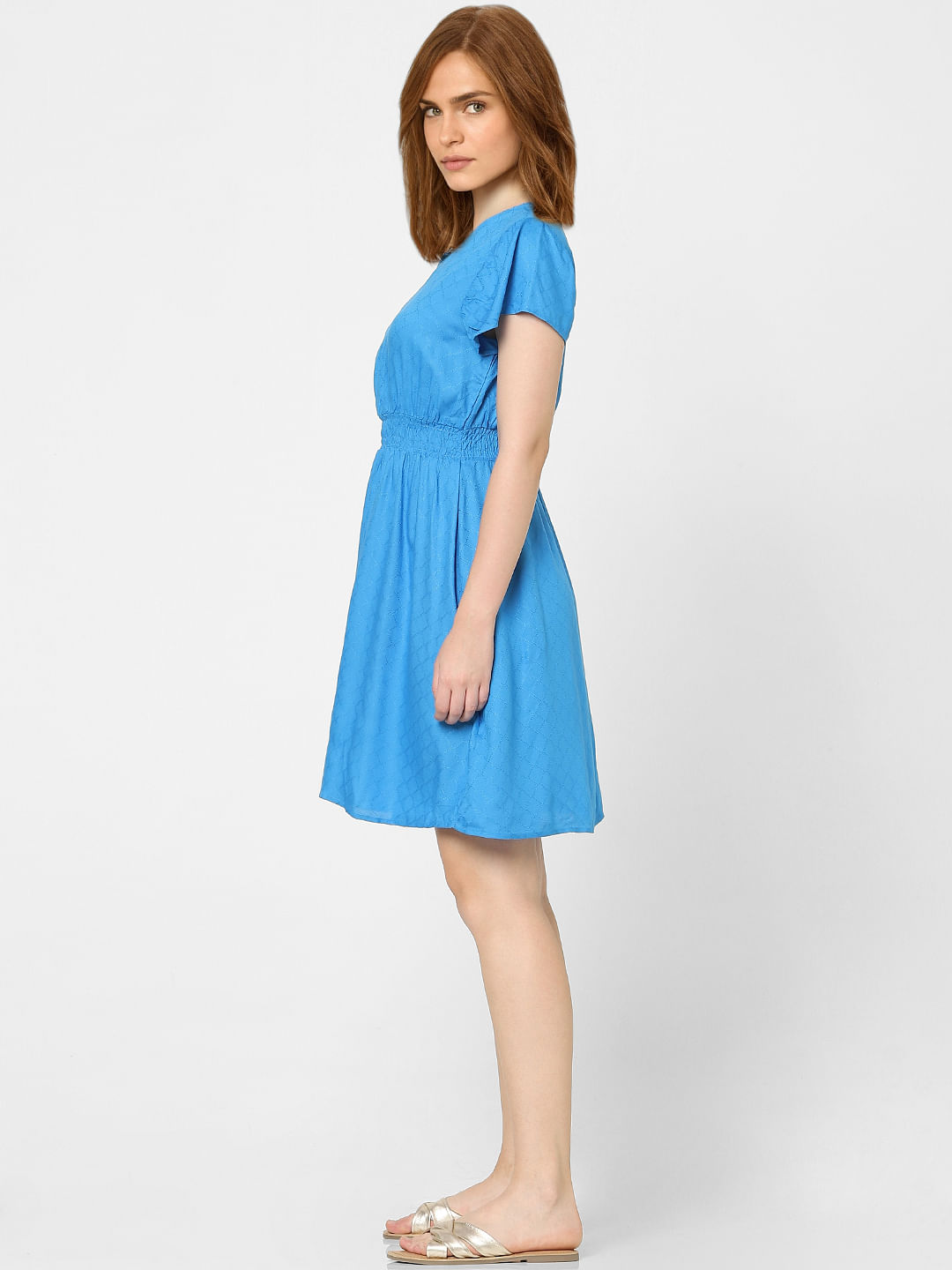 Blue Fit & Flare Dress