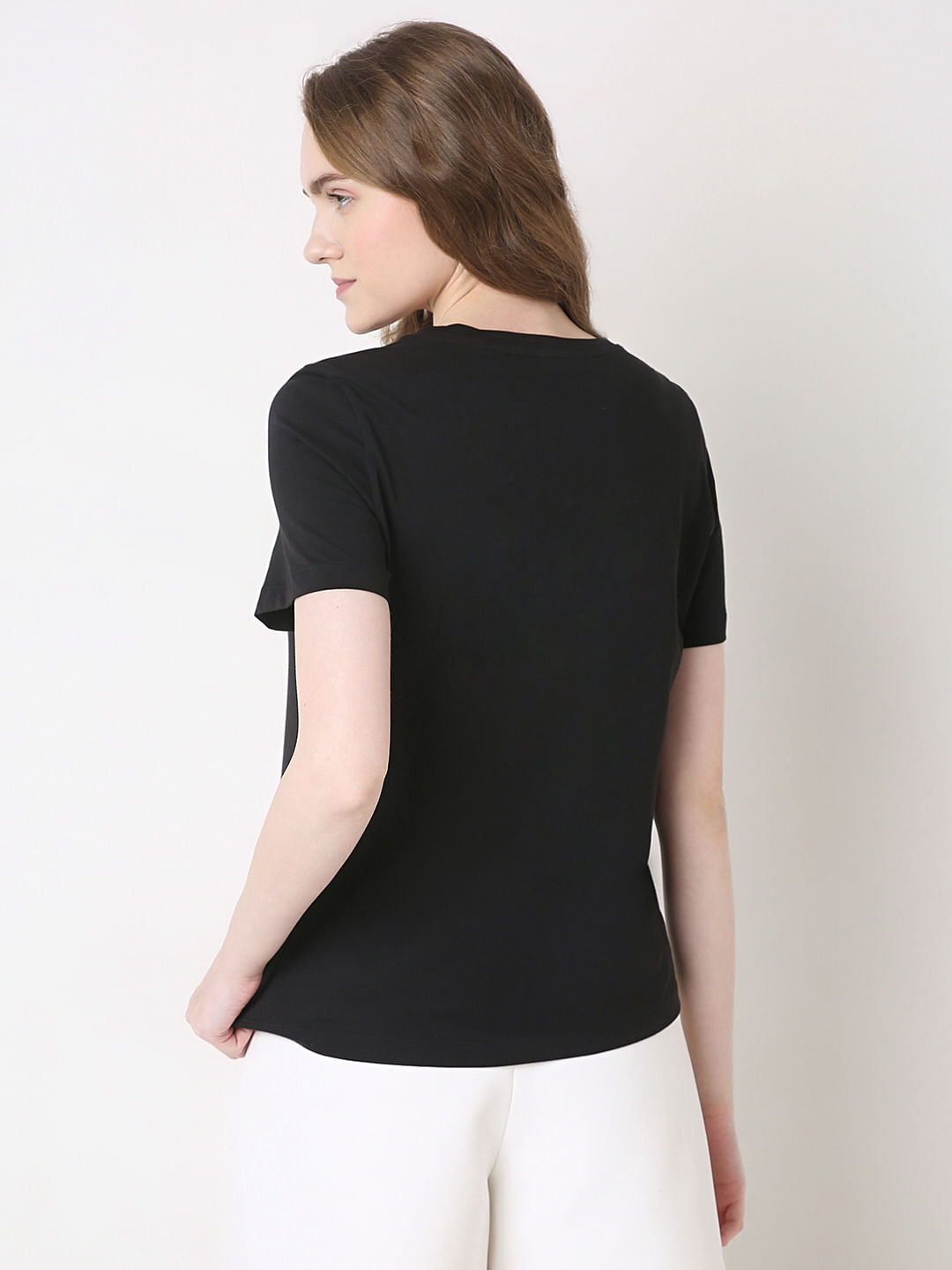 Black Printed Cotton T-Shirt