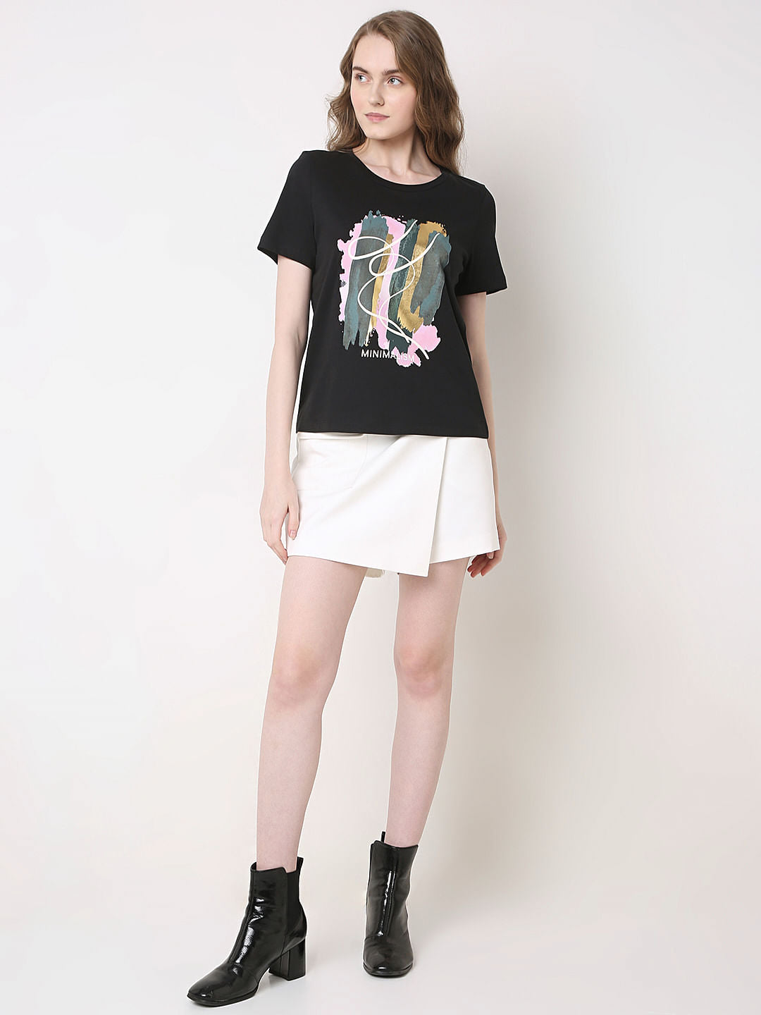Black Printed Cotton T-Shirt