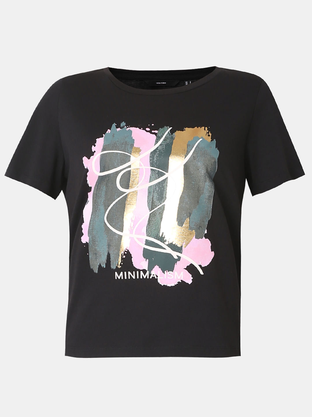 Black Printed Cotton T-Shirt