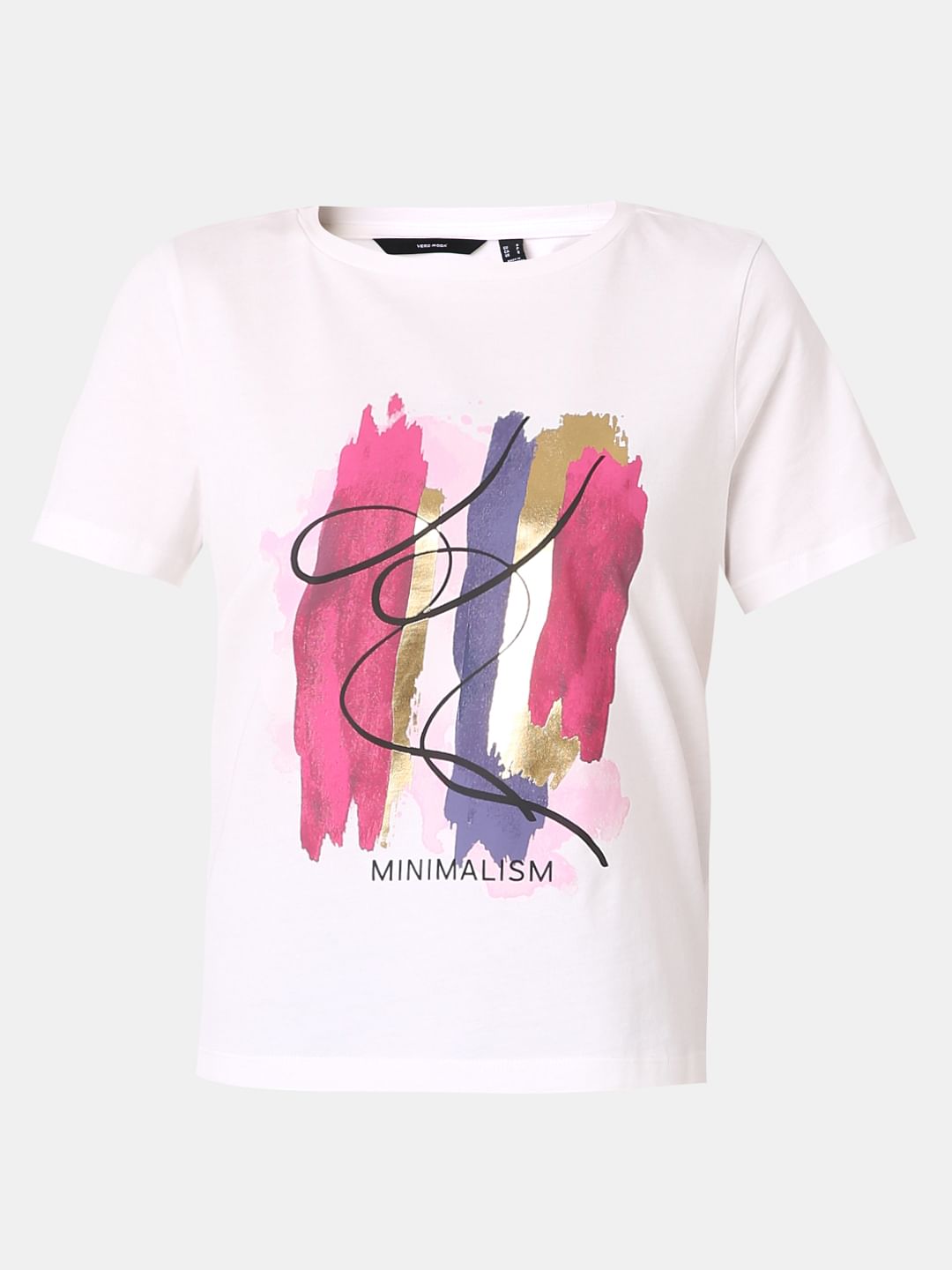 White Printed Cotton T-Shirt