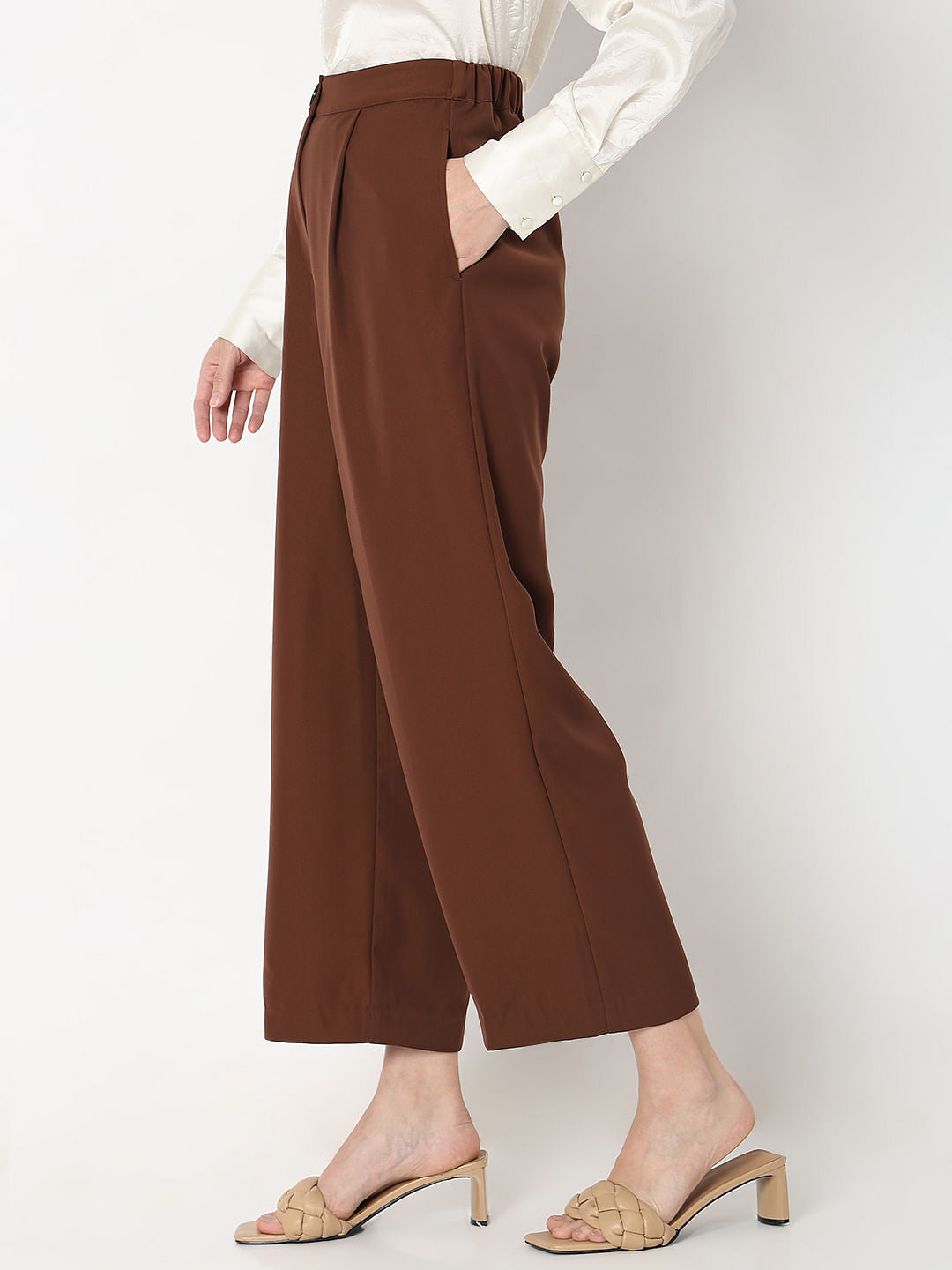 Dark Brown High Rise Wide Leg Pants
