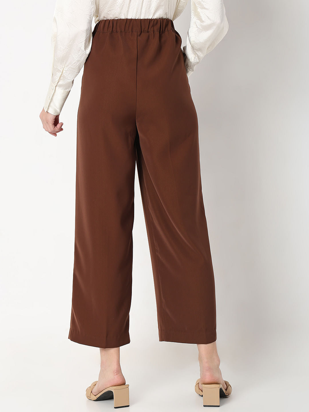 Dark Brown High Rise Wide Leg Pants