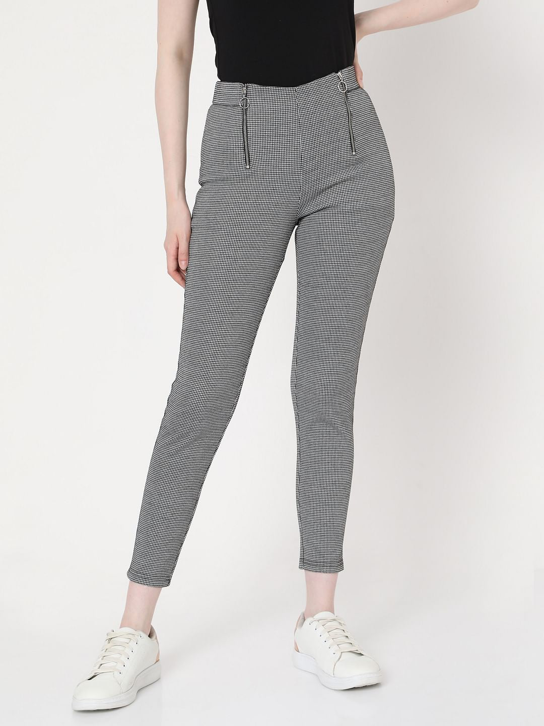 Black High Rise Houndstooth Jeggings