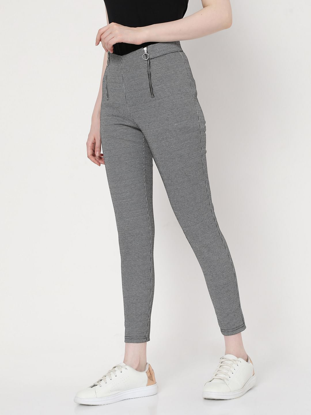 Black High Rise Houndstooth Jeggings