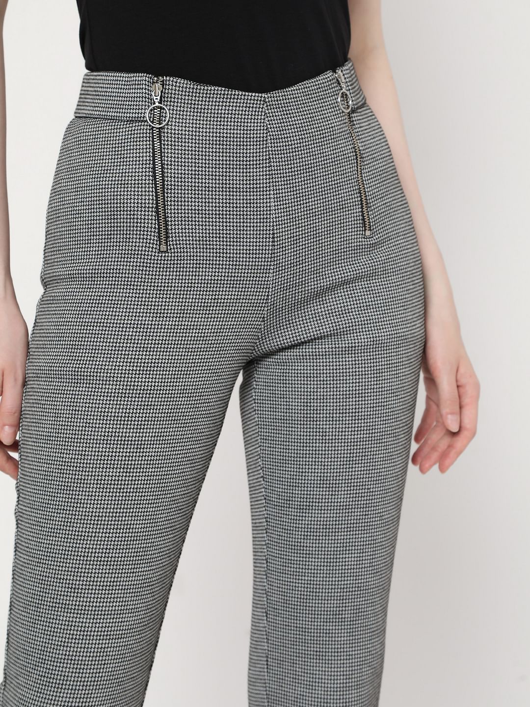 Black High Rise Houndstooth Jeggings