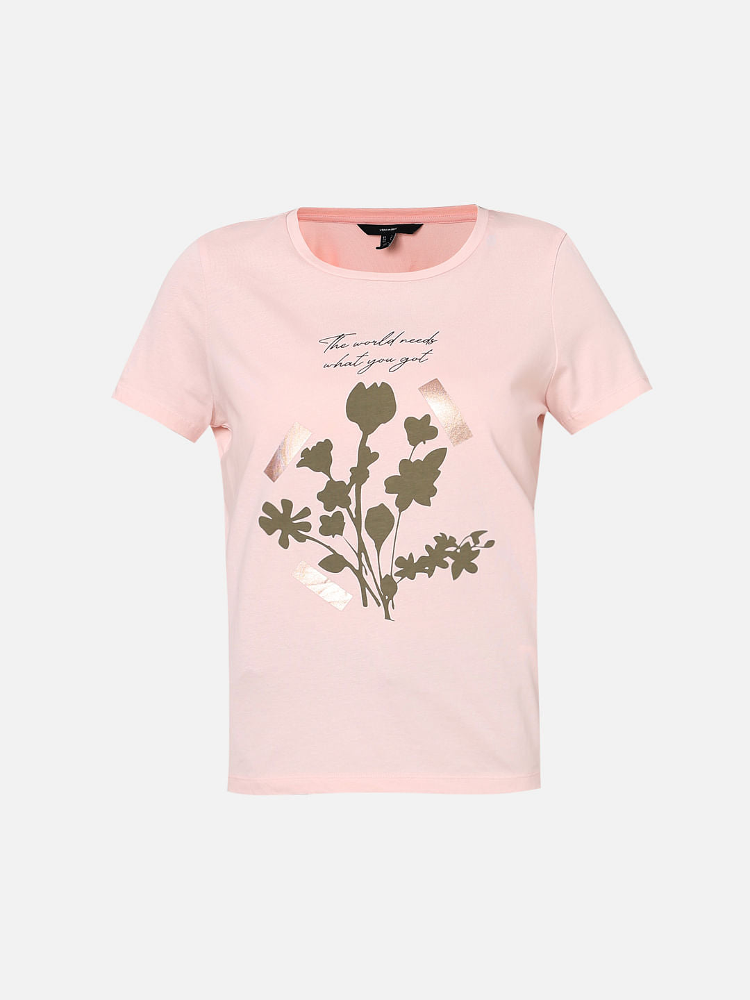 Pink Chest Print T-Shirt