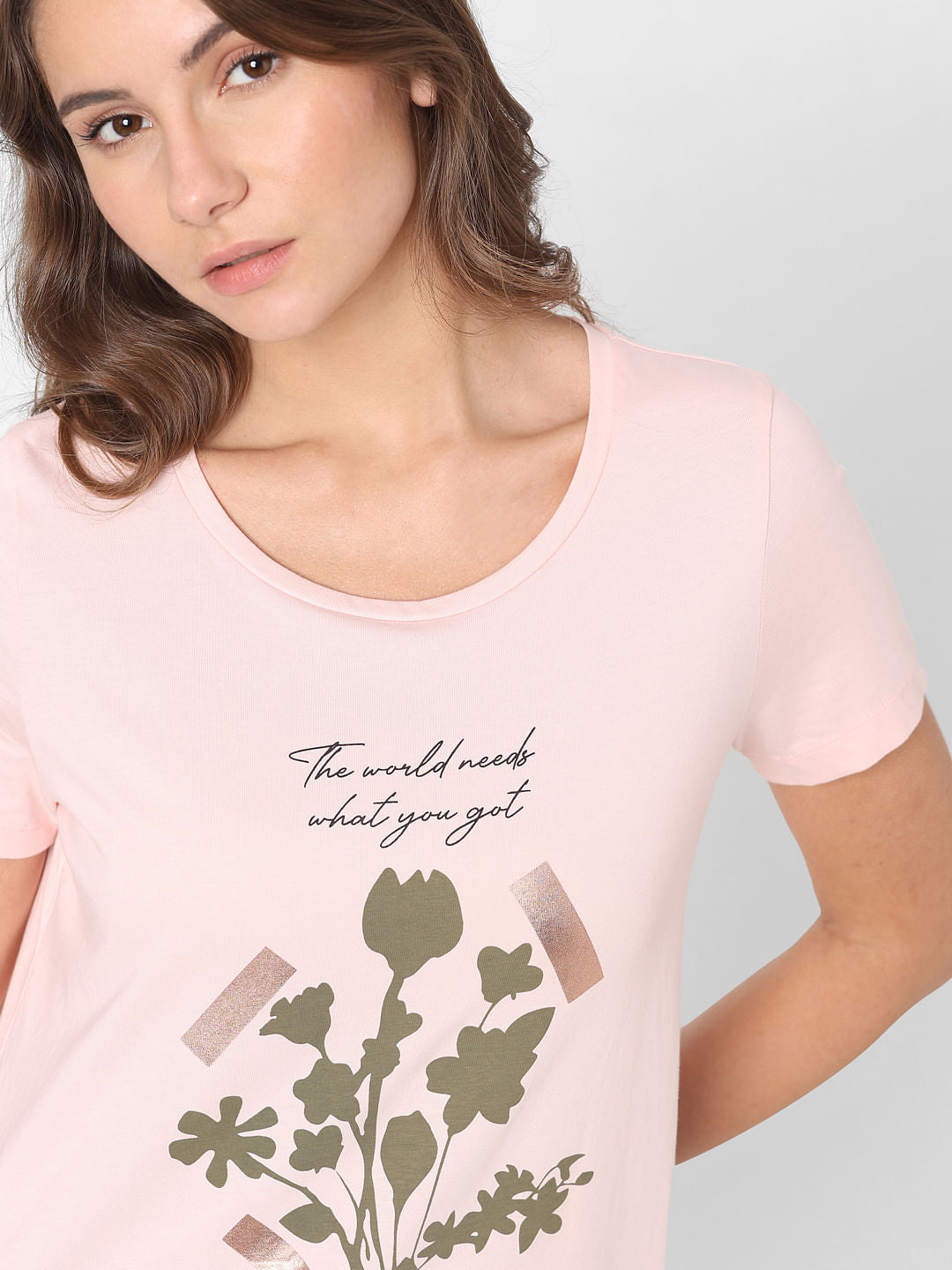 Pink Chest Print T-Shirt