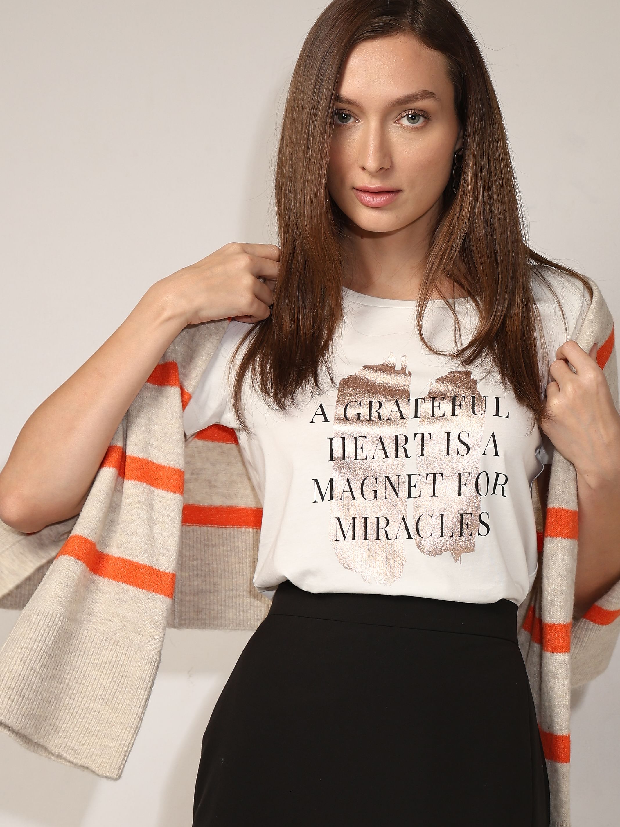 White Text Print T-Shirt