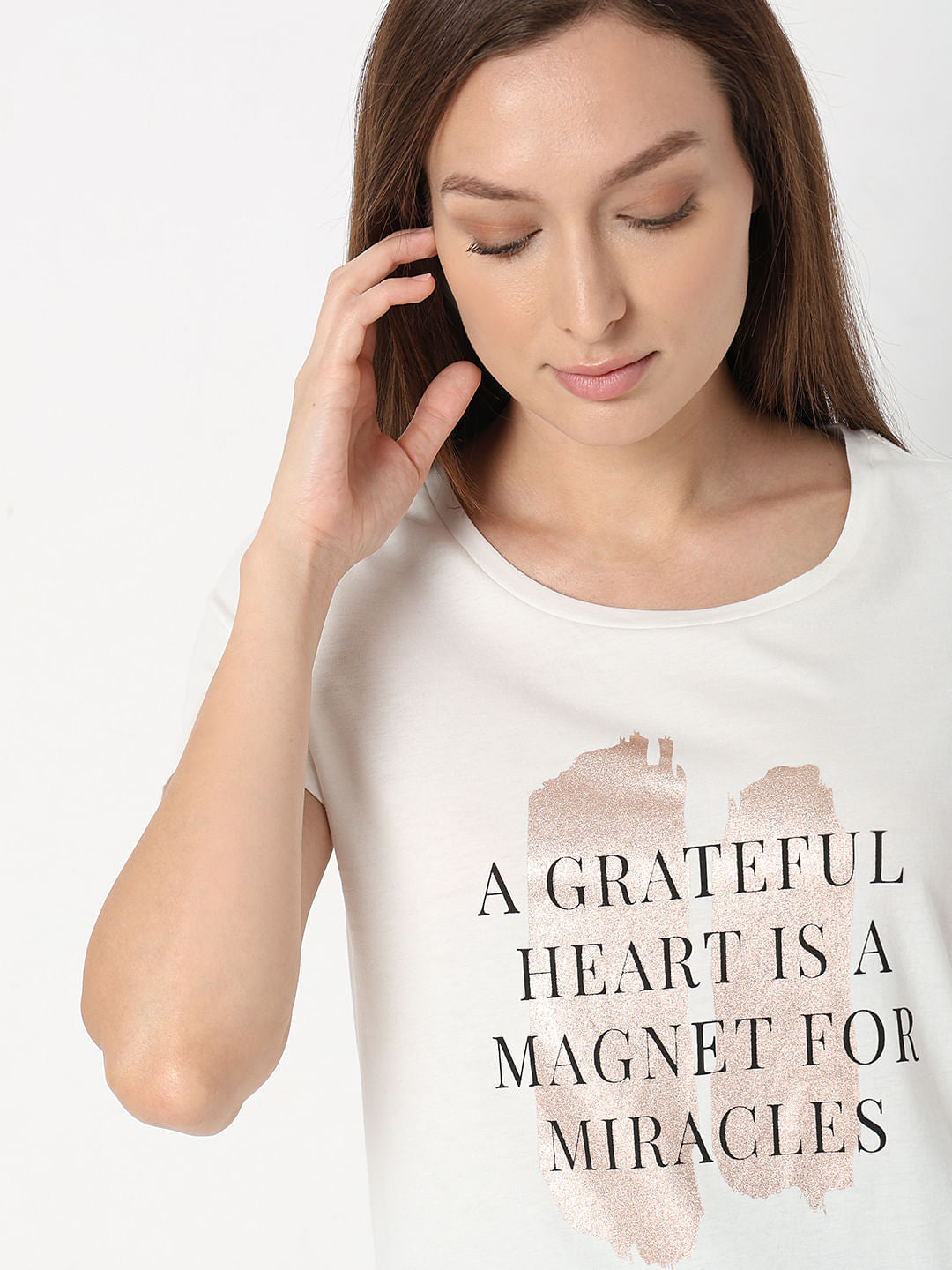 White Text Print T-Shirt