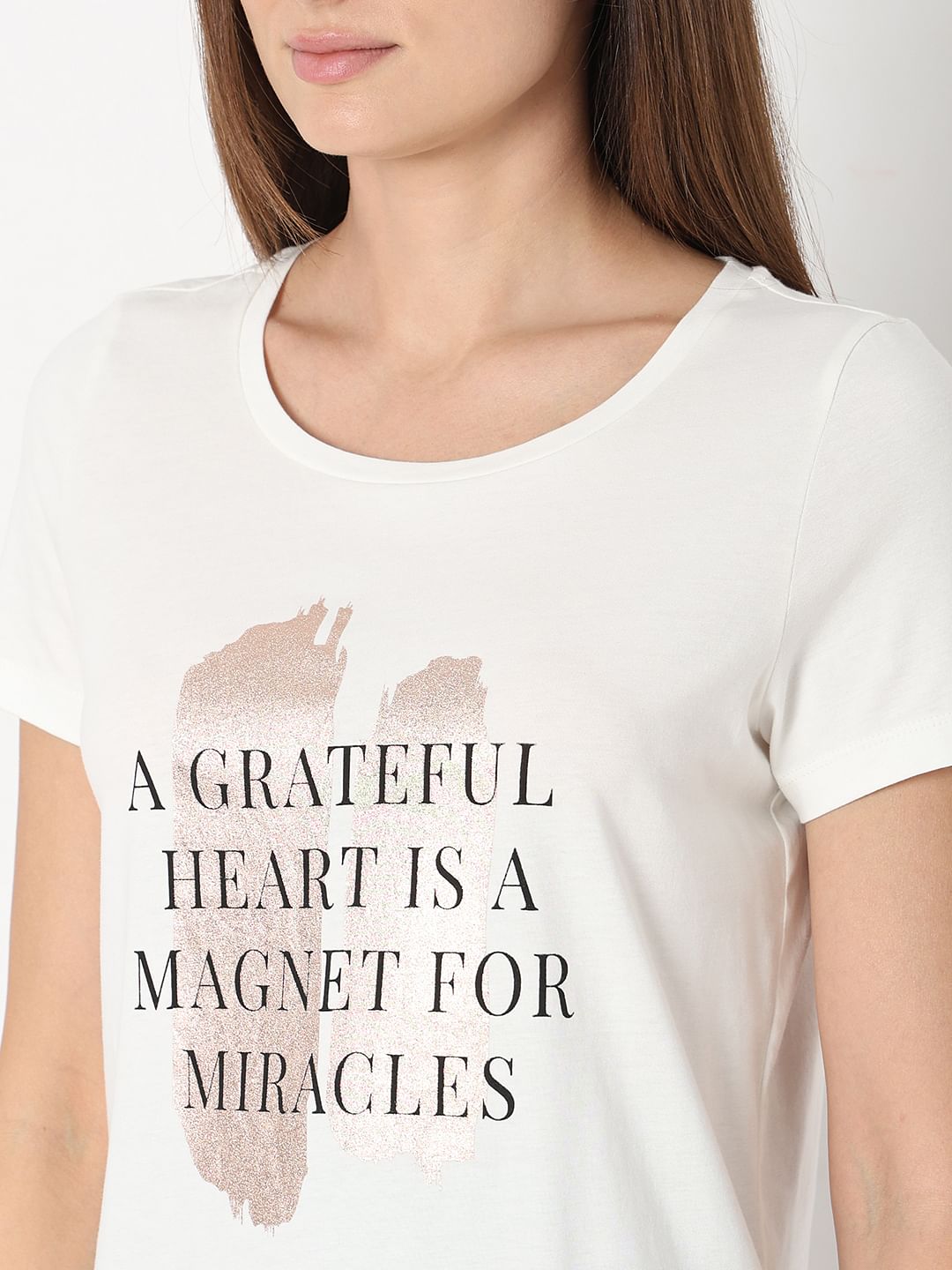 White Text Print T-Shirt