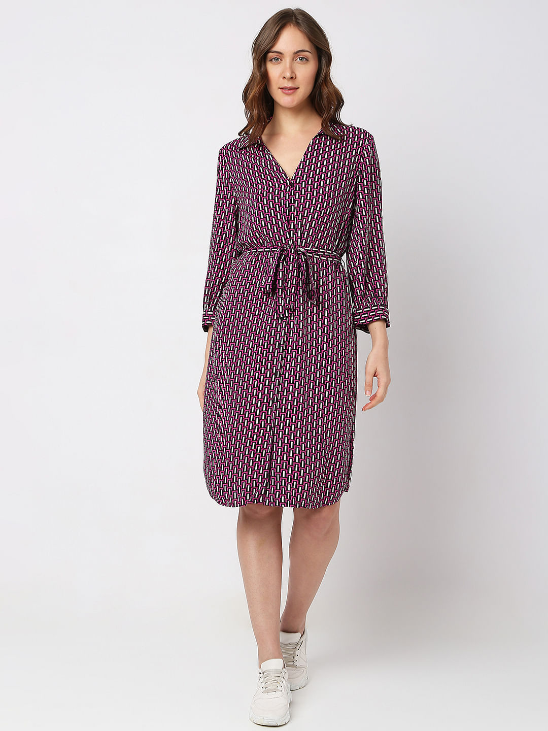 Pink Printed Shirt Dress