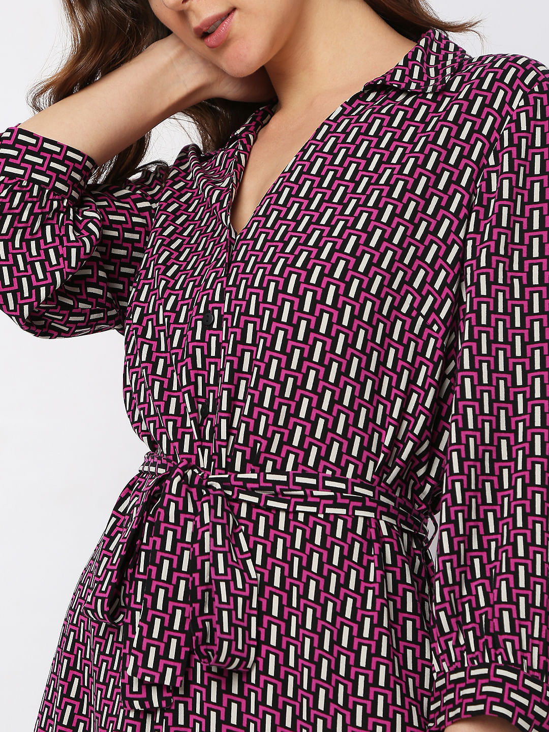 Pink Printed Shirt Dress