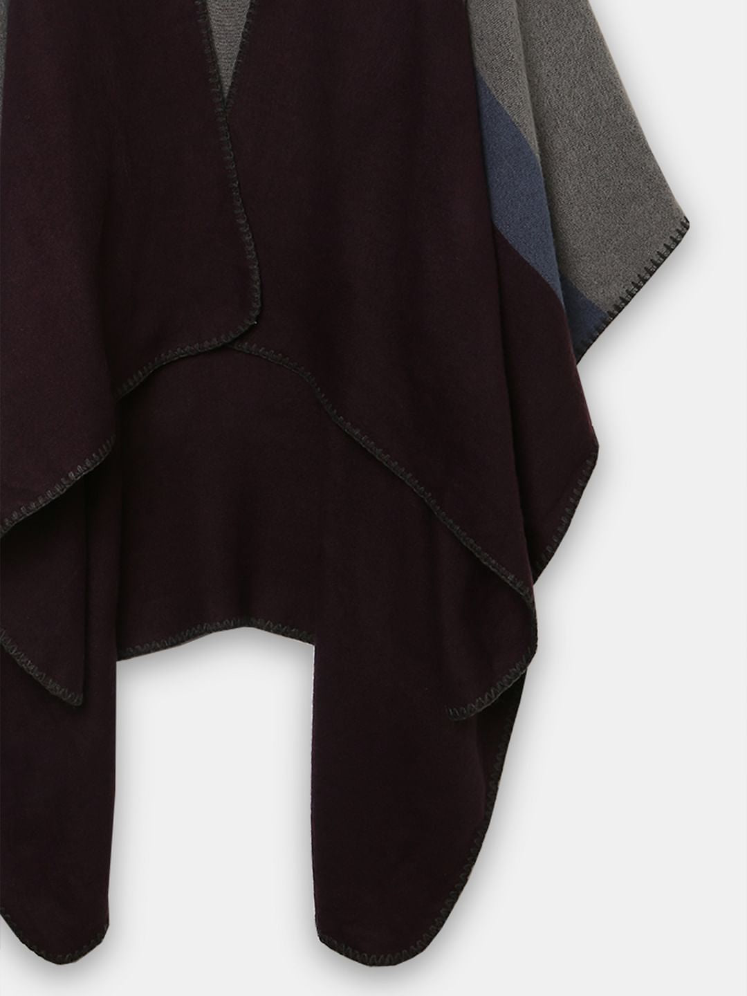 Plum Colourblocked Poncho