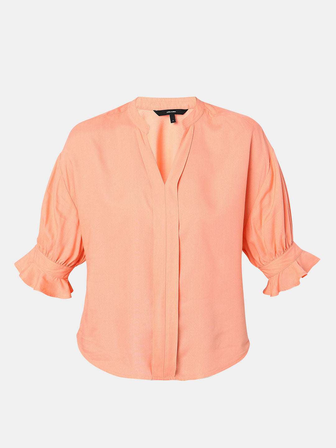 Peach Puff Sleeves Top