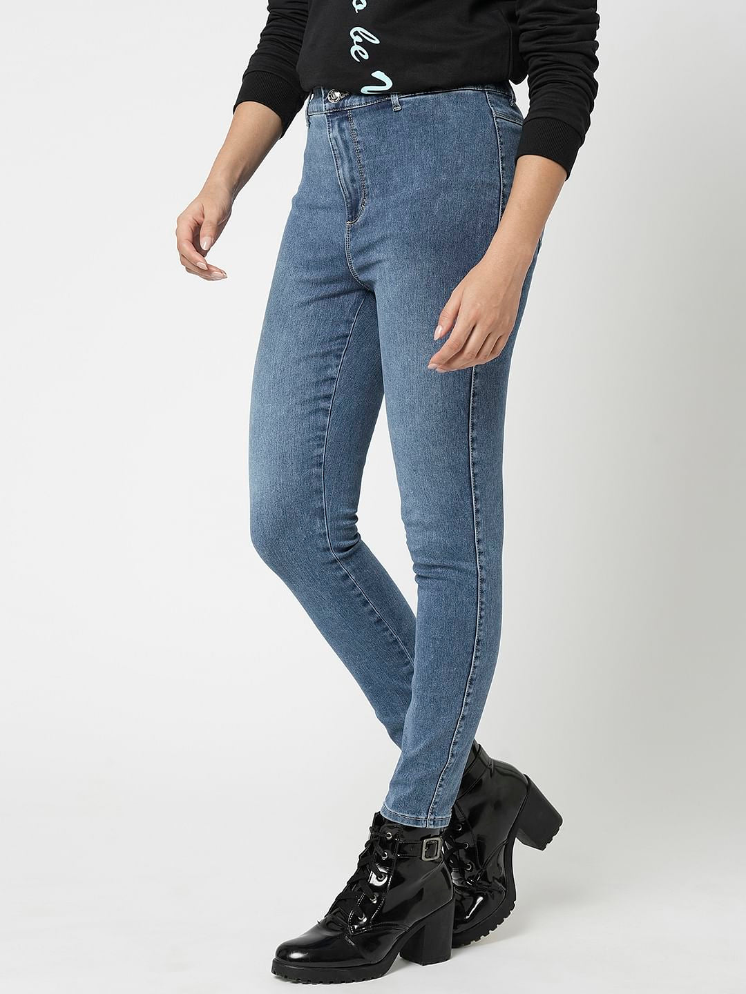 I.Scenery By Vero Moda Blue High Rise Wendy Skinny Jeans