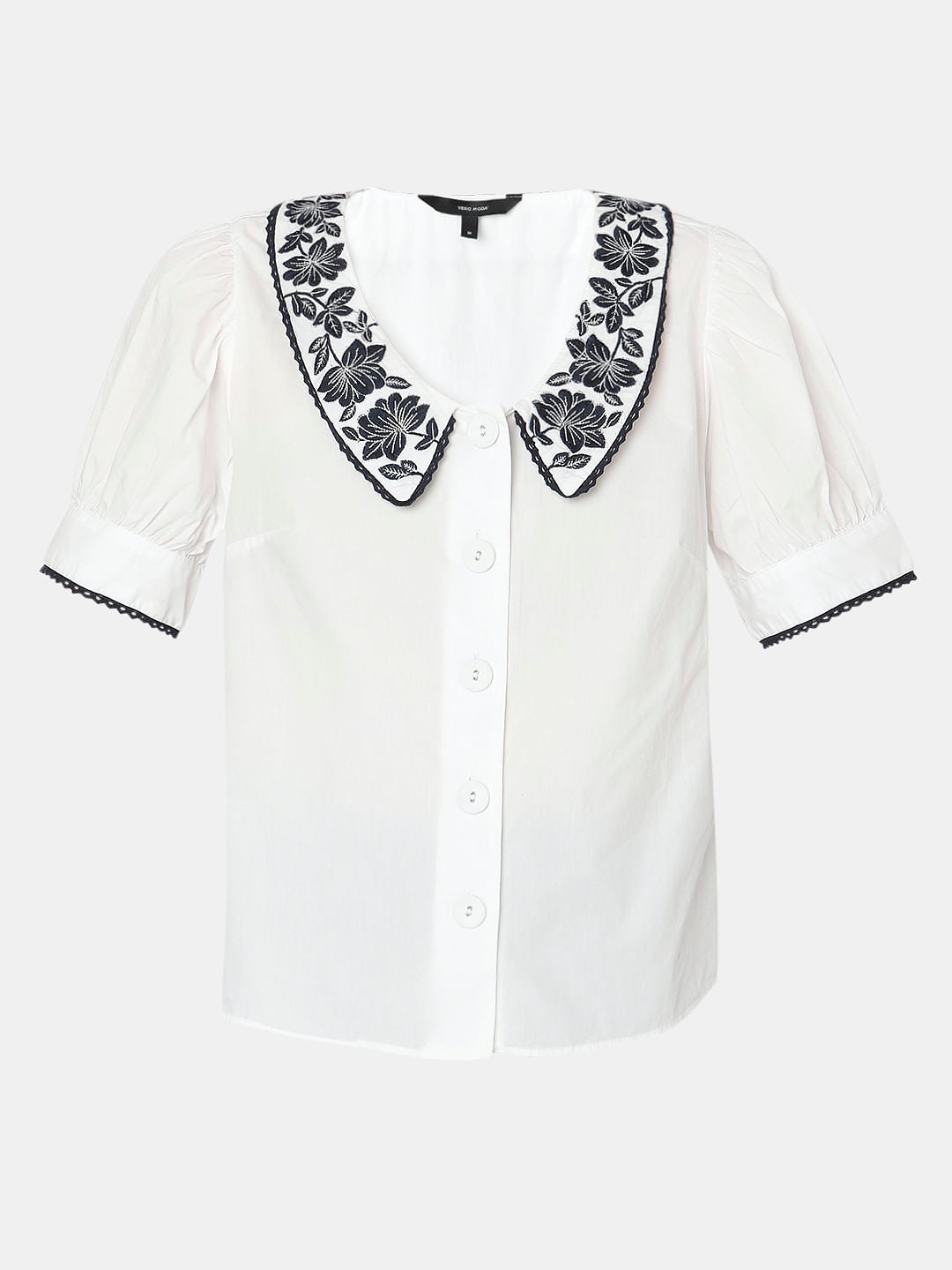 White Embroidered Detail Top