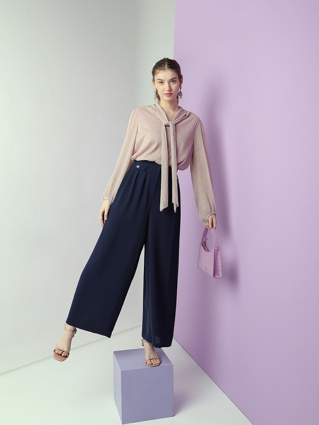 Navy Blue High Rise Pants