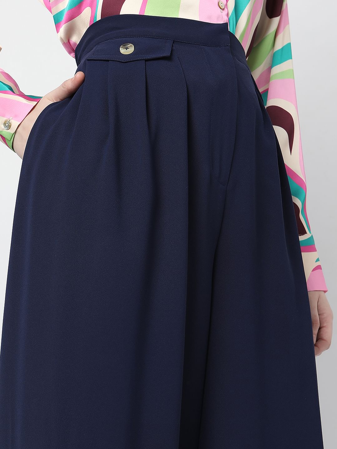 Navy Blue High Rise Pants