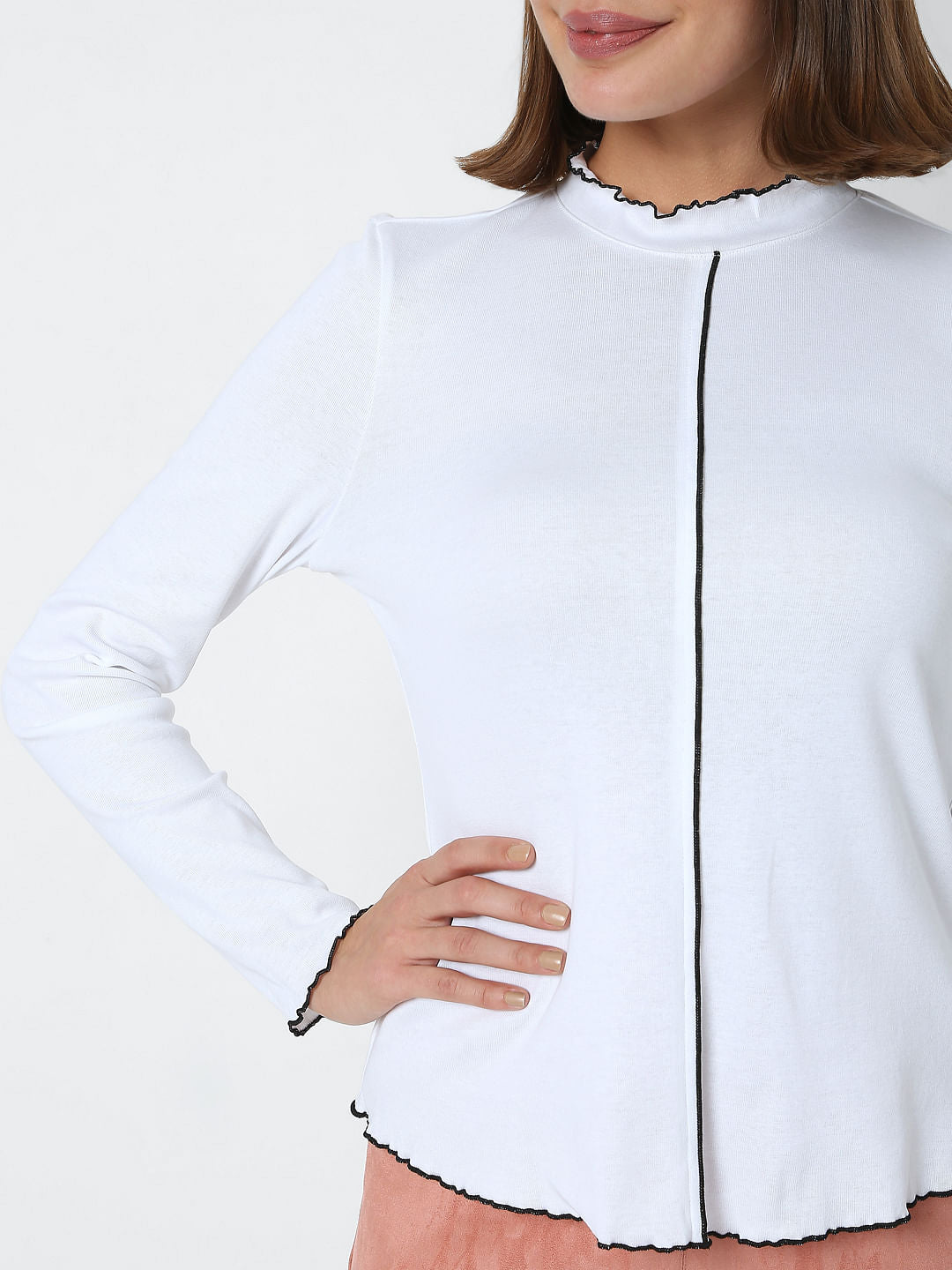 White Contrast Tipping Top