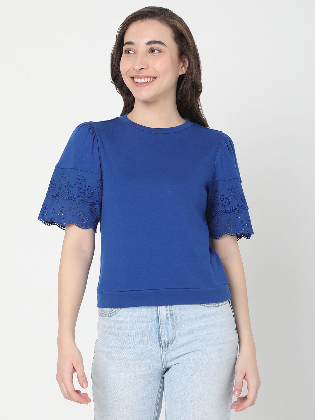 Blue Schiffli T-Shirt