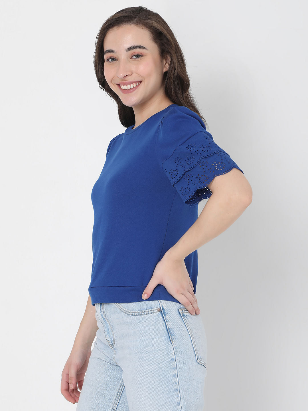 Blue Schiffli T-Shirt