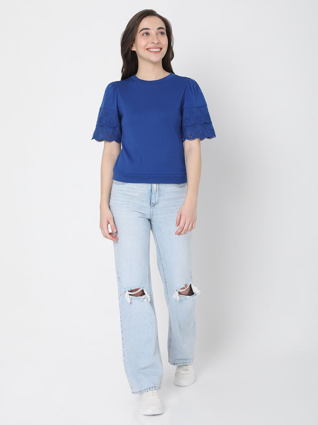 Blue Schiffli T-Shirt