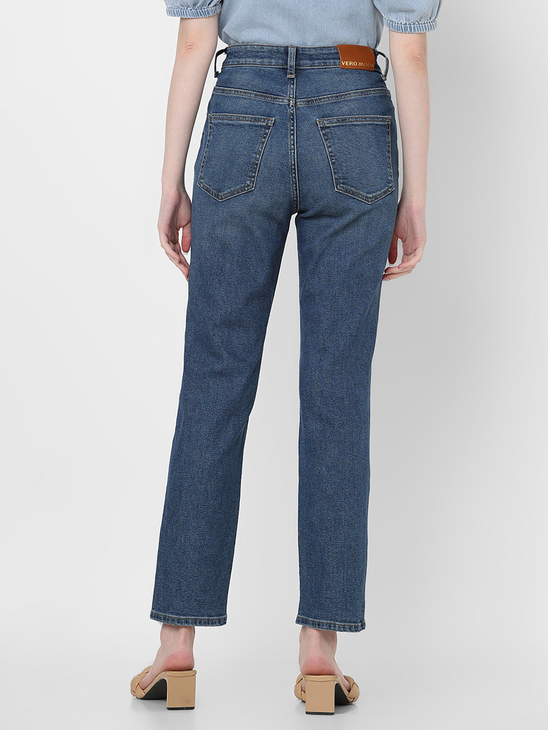 Blue High Rise Jade Straight Fit Jeans