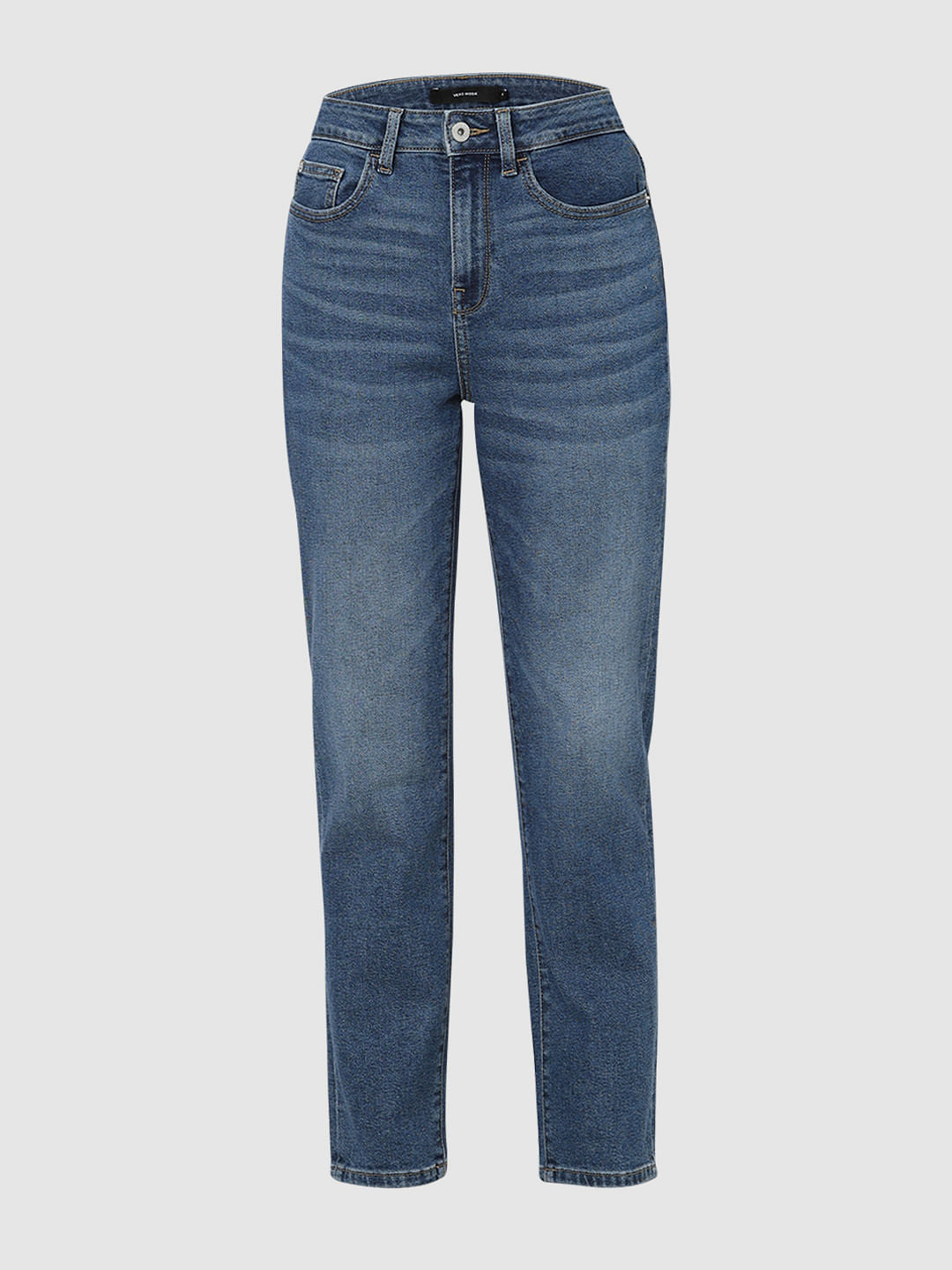 Blue High Rise Jade Straight Fit Jeans