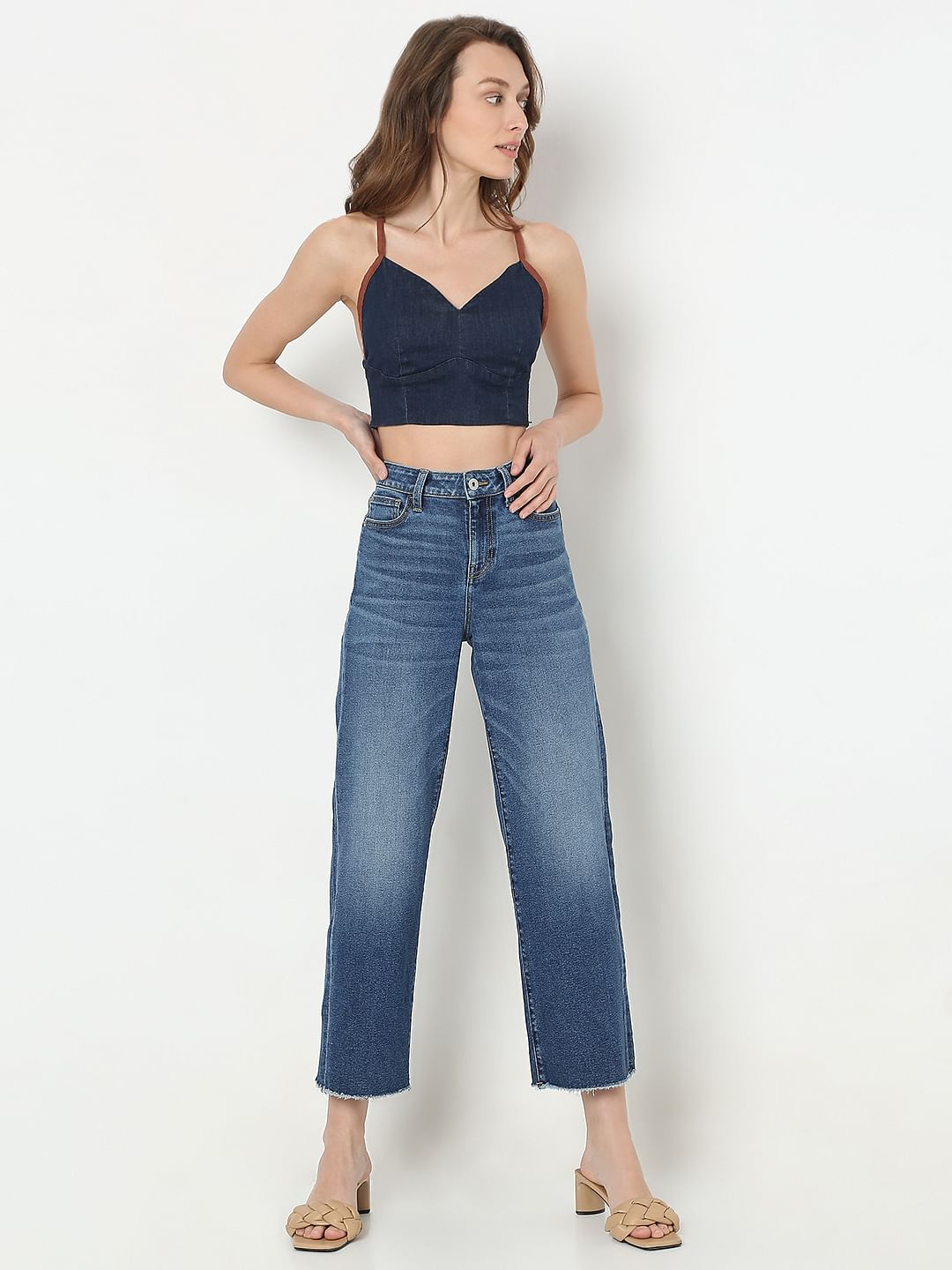 Dark Blue High Rise Zoey Wide Leg Jeans