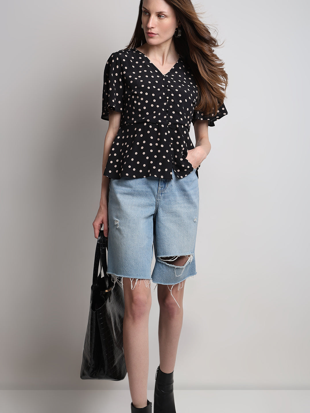 Polka Dot Peplum Top