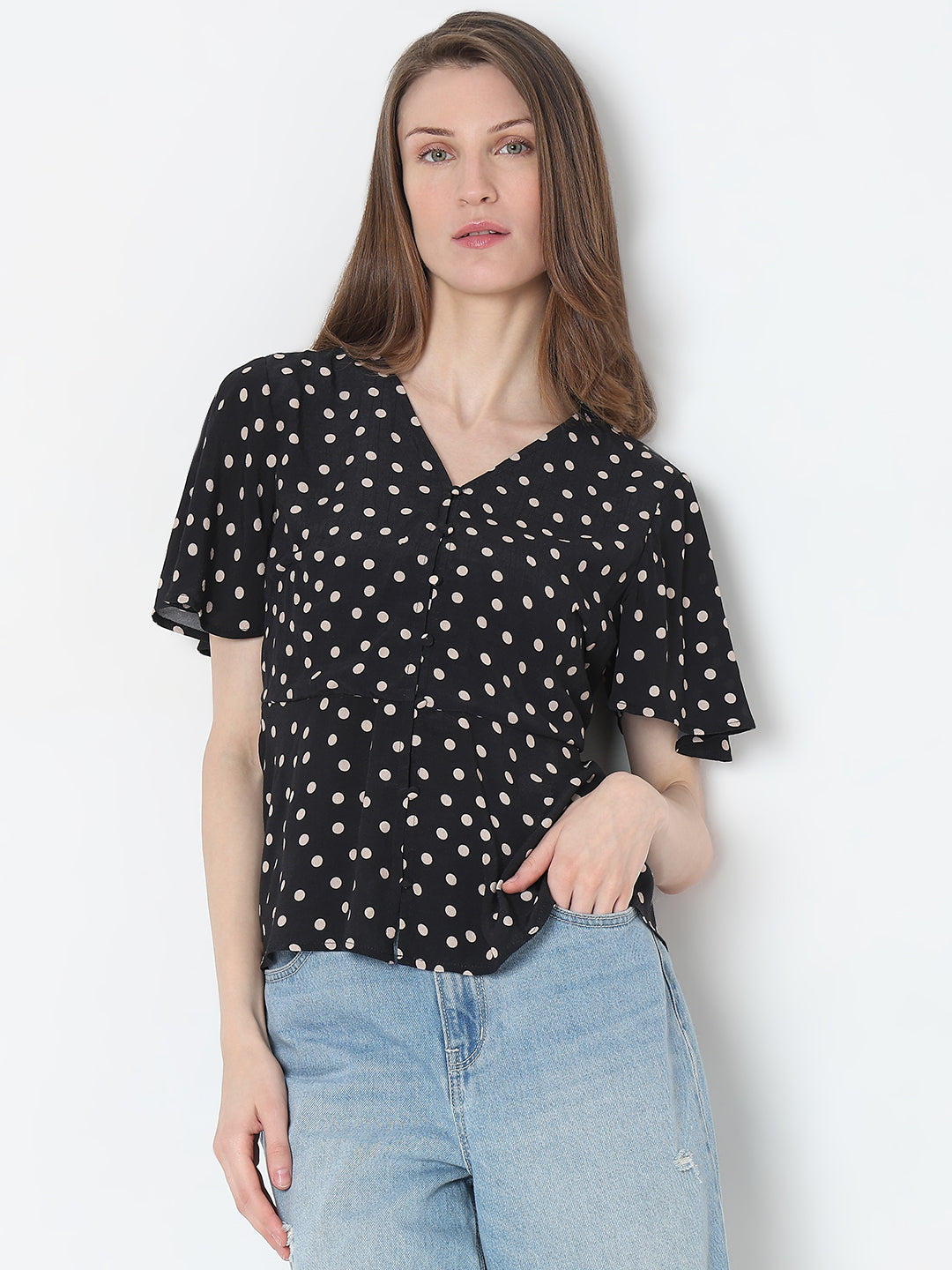Polka Dot Peplum Top