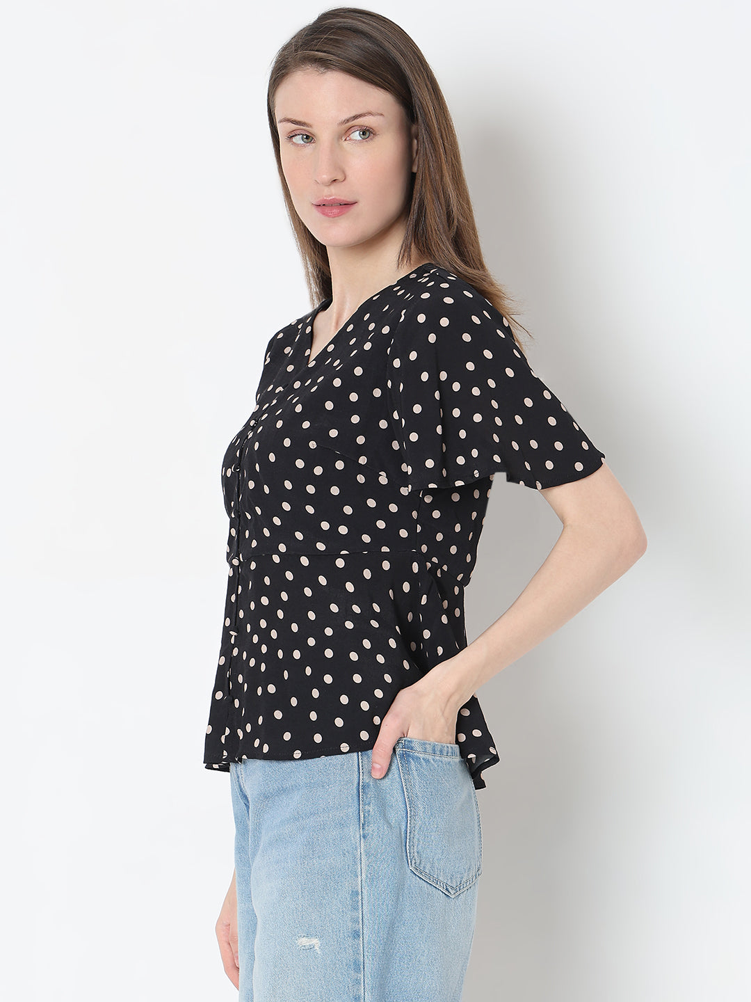 Polka Dot Peplum Top