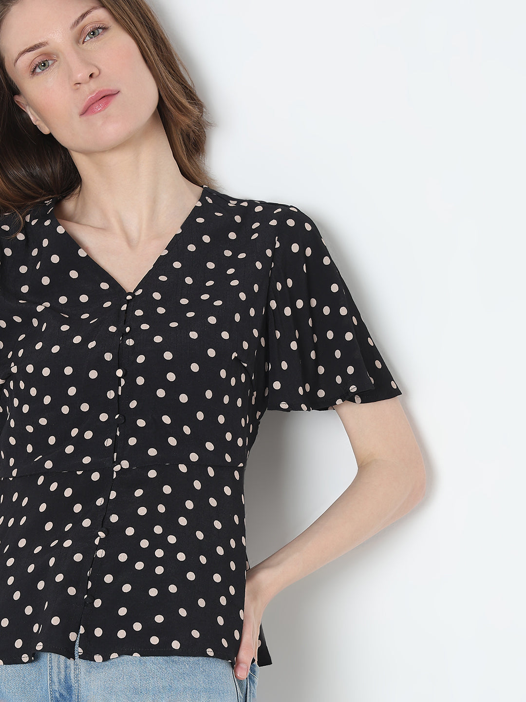 Polka Dot Peplum Top